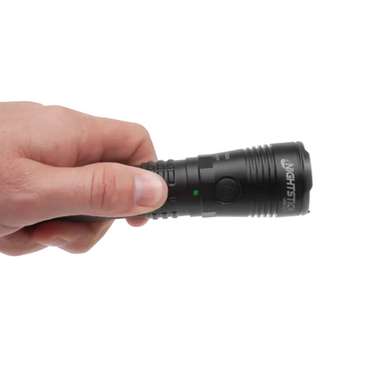 Turbo High Candela USB Dual-Light Rechargeable Tactical Flashlight - Black