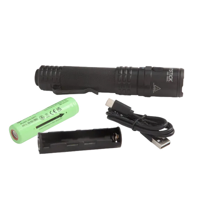 USB Dual-Light Tactical Flashlight - Black