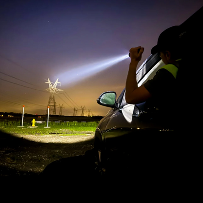 Turbo High Candela USB Dual-Light Rechargeable Tactical Flashlight - Black