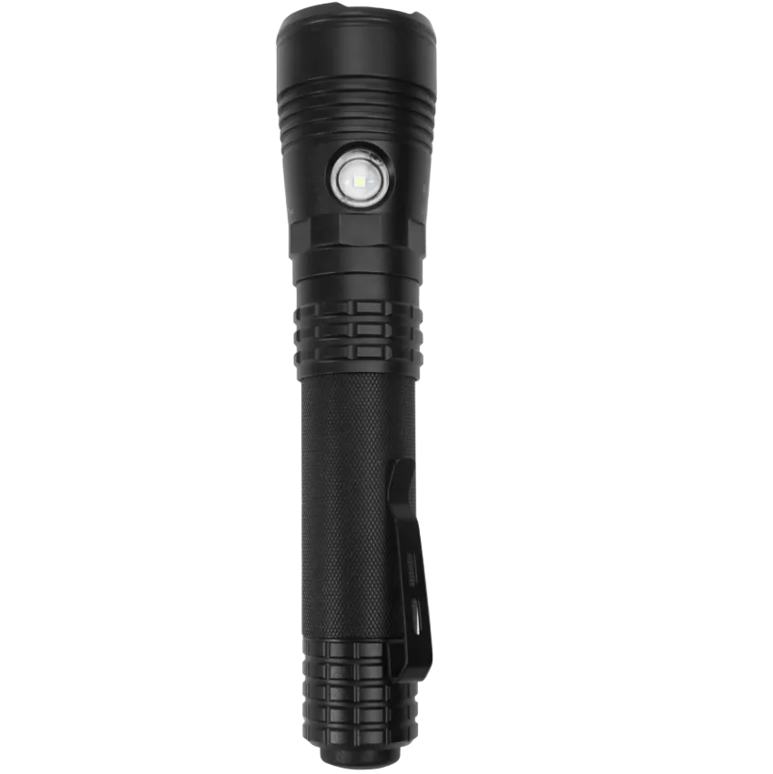 Turbo High Candela USB Dual-Light Rechargeable Tactical Flashlight - Black