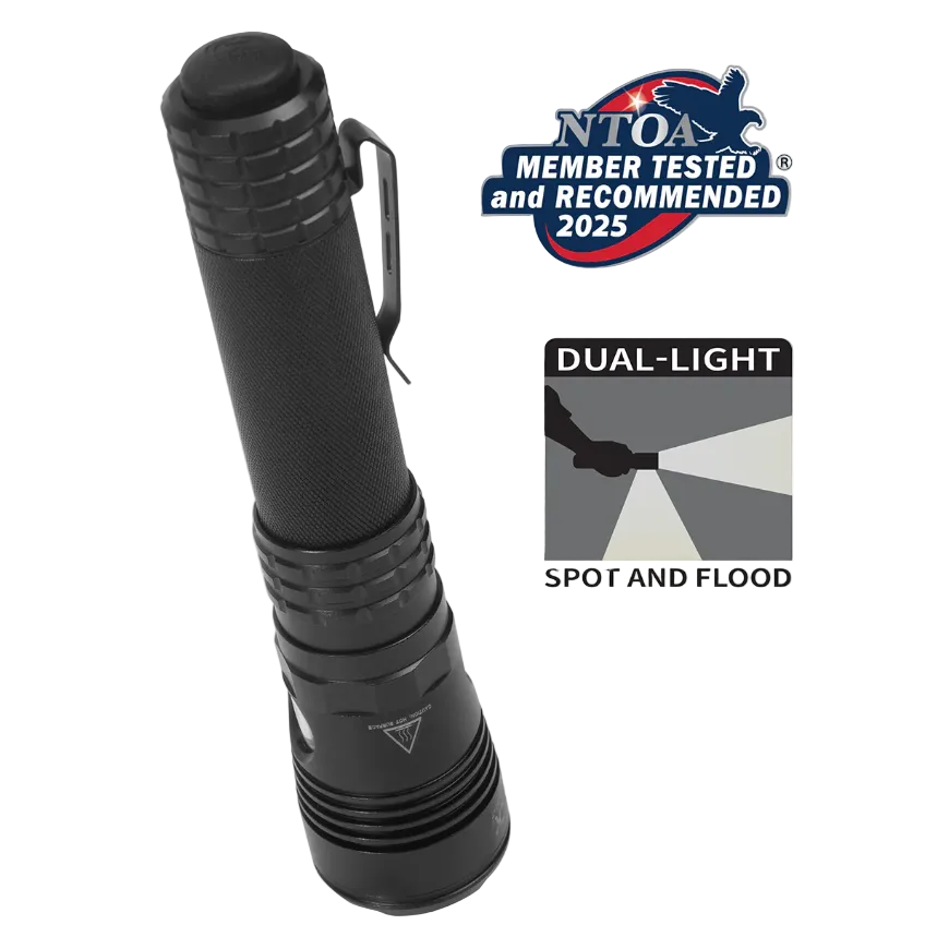 Turbo High Candela USB Dual-Light Rechargeable Tactical Flashlight - Black