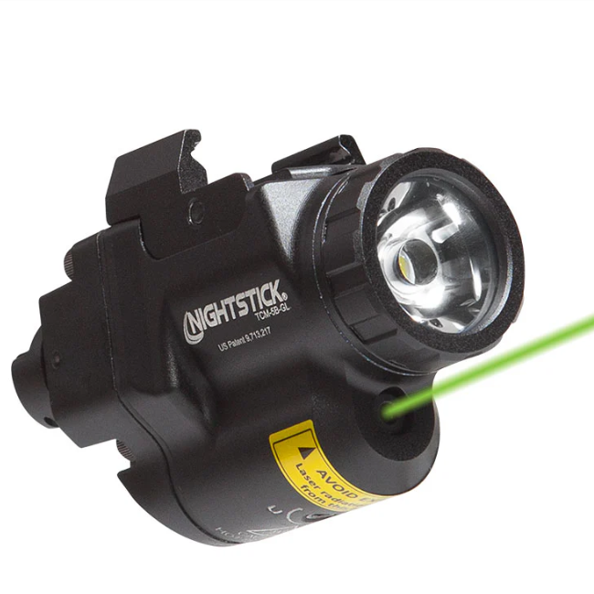 Subcompact Weapon-Mounted Light for Narrow Rail Handguns w/Green Laser