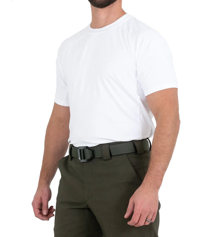 חולצת ביצועים טקטית לגברים שרוול קצר - לבן